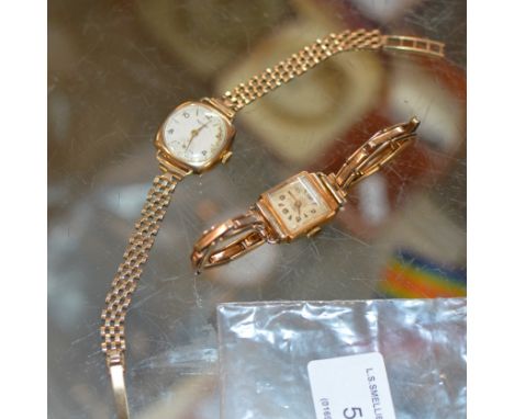 ROTARY 9 CARAT GOLD CASED LADIES WRIST WATCH ON 9 CARAT GOLD BRACELET &amp; 18 CARAT GOLD CASED LADIES WRIST WATCH ON ROLLED 