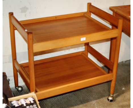 VINTAGE DANISH TEAK 2 TIER TROLLEY     
