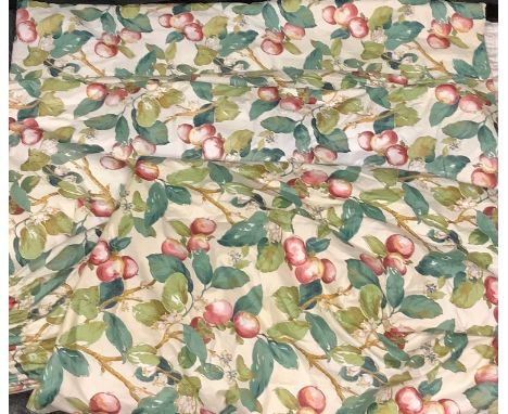 A pair of glazed cotton interlined curtains, Country House style, 188cm width x 244cm length; another panel, similar 