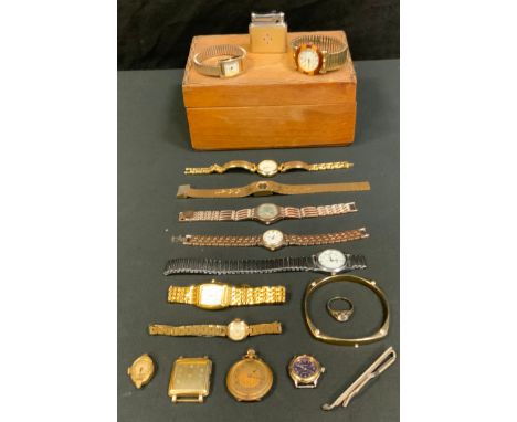 Watches - a vintage Oris square watch head;  others Royal, Gillex, Rone etc,  a Colibri lighter,  dress ring etc 