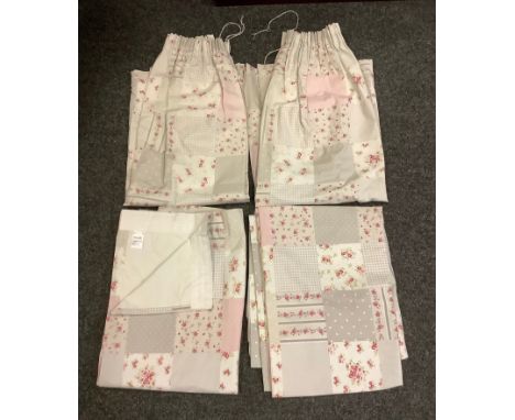 A pair of floral curtains, Dunelm, 162.5cm, width x 223.5 length; another smaller pair 