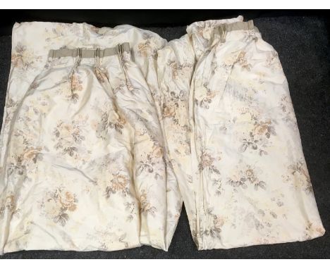Pair of Laura Ashley Stowe silk curtains, 5' 6" width x 7' 5" length 