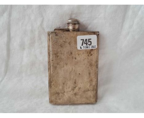 An oblong hip flask with bayonet cover, 5.5" high, Birmingham 1944, 155g