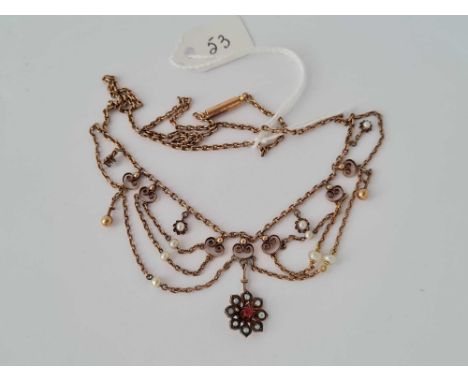 A EDWARDIAN PEARL SET NECKLACE 9CT
