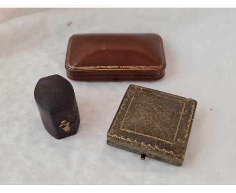 3 Antique jewellery boxes, a Georgian ring box, a square pendant box by Colin Wood and a domed brooch box.