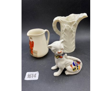 A royal Worcester white jug a goss jug and another