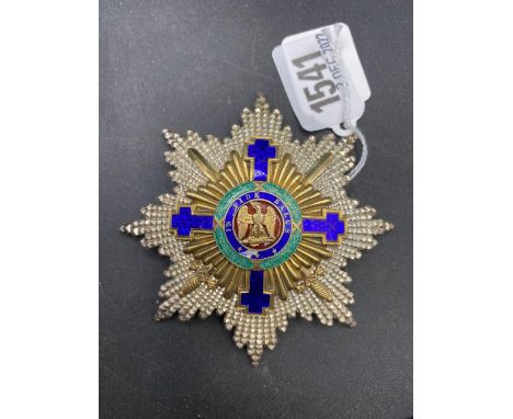 Silver and enamel badge of honour 3.5  inch high