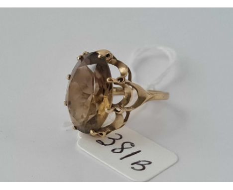 A smokey quartz dress ring 9ct size N    4.2 gms