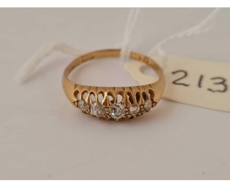 Antique 18ct diamond set 5 stone diamond gypsy ring, hallmarked Chester 1910, size P