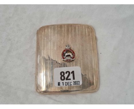 A cigarette case with enamel 1924 Wembley tattoo presented by HMG