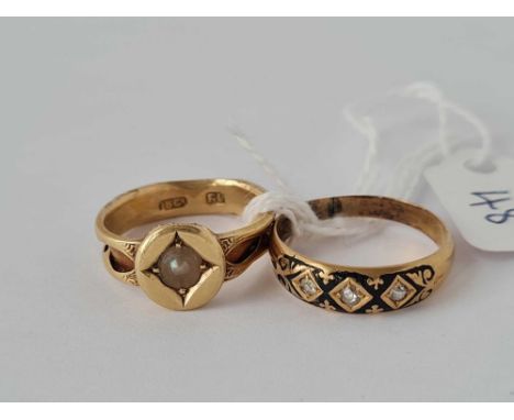 TWO MOURNING RINGS 18CT GOLD SIZES N AND K     6.2 GMS