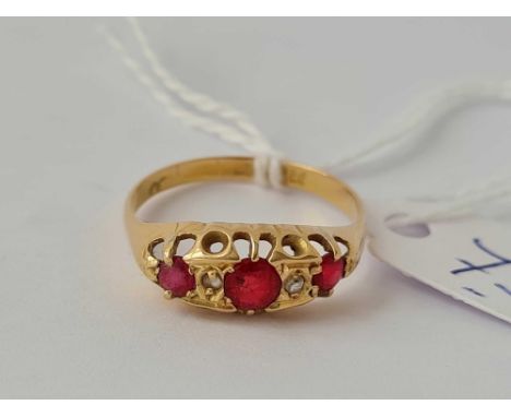 Victorian ruby &amp; diamond ring in 18ct gold size R