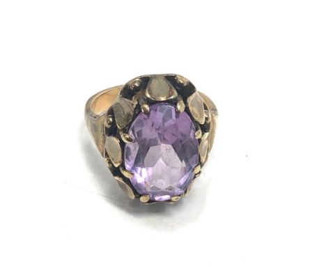 9ct Gold Amethyst Dress Ring (4.6g)