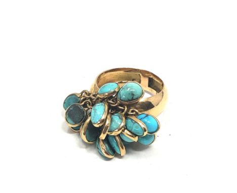 18ct Gold Turquoise Tassel Cocktail Ring (7.2g)