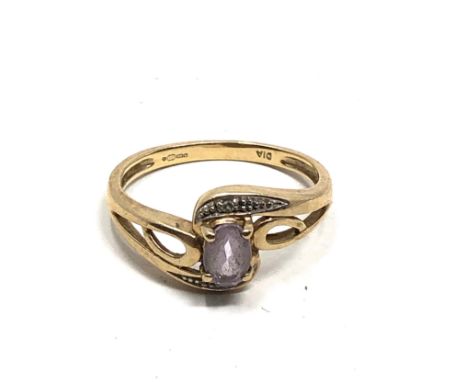 9ct Gold Amethyst &amp; Diamond Ring (1.7g)