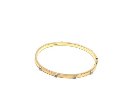 9ct Gold Diamond Set  Bangle (6.5g)
