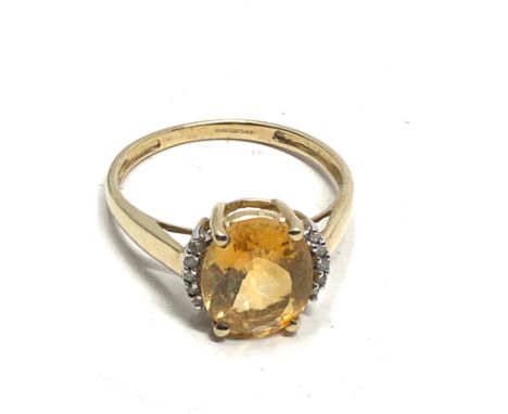 9ct Gold Citrine &amp; Diamond  Ring (2.7g)