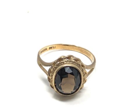 9ct Gold Vintage Smokey Quartz  Ring (2.5g)