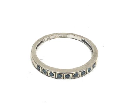 9ct Gold Enhanced Blue Diamond Half Eternity Ring (1.7g)