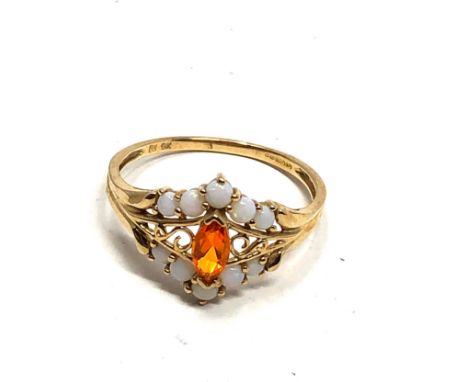 9ct Gold Opal &amp; Fire Opal Cluster  Ring (2g)