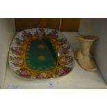 Continental porcelain dish and a Beswick vase.