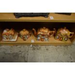 Cottage Ware, teapots, sugar bowl and cheese dish.