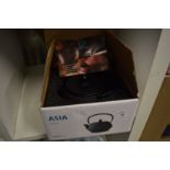 Japanese cast iron teapot with original box, unused.