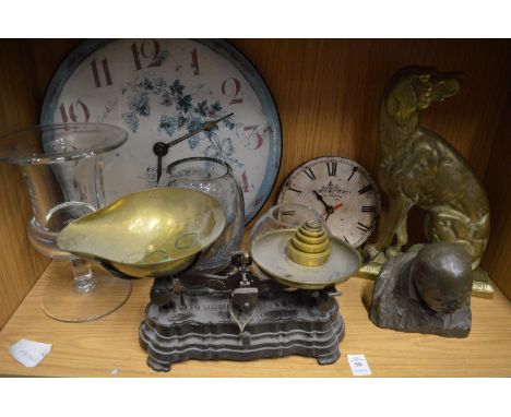 Kitchen scales and weights and other items.