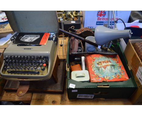 Miscellaneous to include portable typewriter, walking stick, angle poise lamp etc.