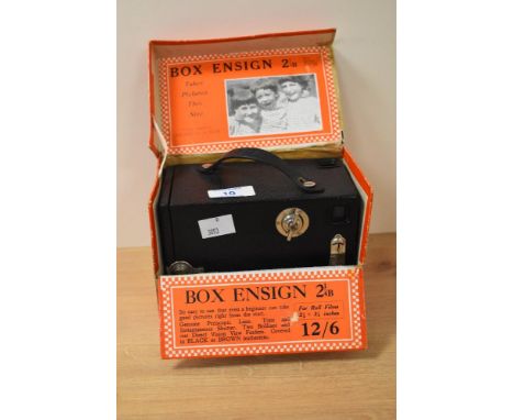 An early 20th Century Ensign box camera, 2 1/4B with original cardboard box