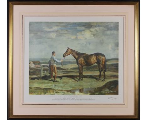 Sir Alfred James Munnings KCVO, PRA (1878 -1959). A Signed Print of 'Brown Jack' (foaled 1924), published at 10 Clare Street 