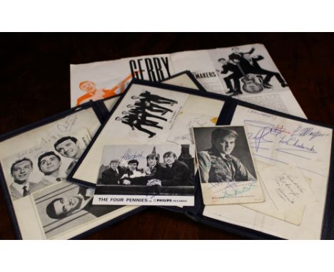 A Collection of Pop Musicians' Signatures including those of Billy Fury (2), Frankie Vaughan, The Viscounts and others, on po