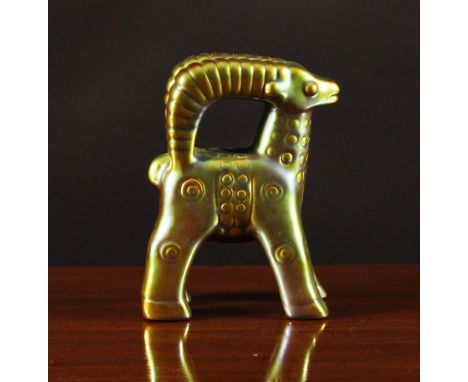 A Zsolnay Eosin Green Glazed Figure of a Ram, 6 ins (15 cms) in height.
