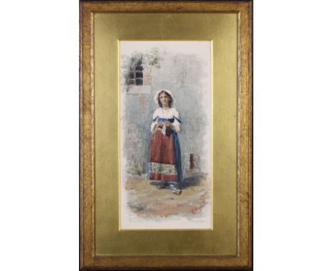 Two Framed 19th Century Italian Watercolours: One signed R. Maghelli depicting an Italian Peasant Gilt in traditional dress, 