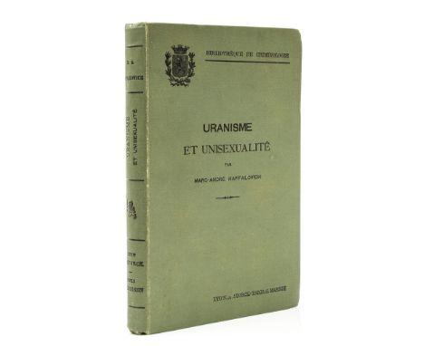 Raffalovich (Marc-André) - Uranisme et Unisexualite,  first edition,  half-title a little browned and with ink stamp to head,