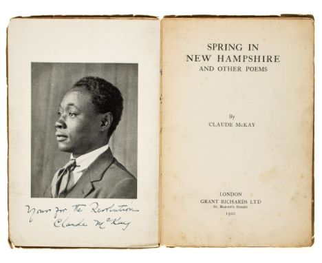 McKay (Claude) - Spring in New Hampshire and Other Poems,  first edition, signed presentation inscription "Yours for the Revo