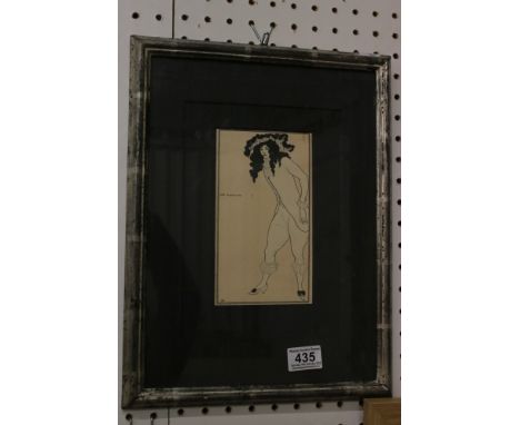 Aubrey Beardsley, framed portrait print illustration inscribed ' Mrs Pinchwife ' 