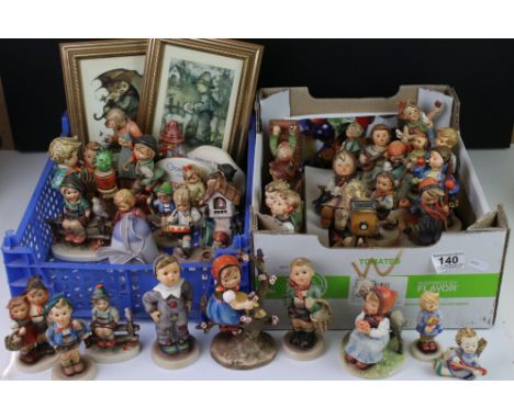 Large collection of Goebel Hummel Figures (approx. 33) together with Two Goebel Hummel Retailers Plaques, Bell, Two Pictures 