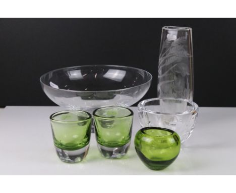 Six items of Scandinavian Glass including Kosta Boda, Holmegaard and Orrefors 