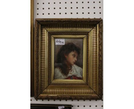 Oil on Panel, fine portrait of a Gypsy Girl contained in ornate gilt frame 