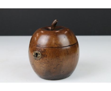 Georgian style fruitwood tea caddy in the form of an apple 