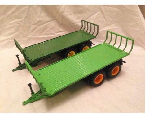 SIKU - 2 x TWIN AXLE BALE TRAILERS (DARK & LIGHT GREEN)