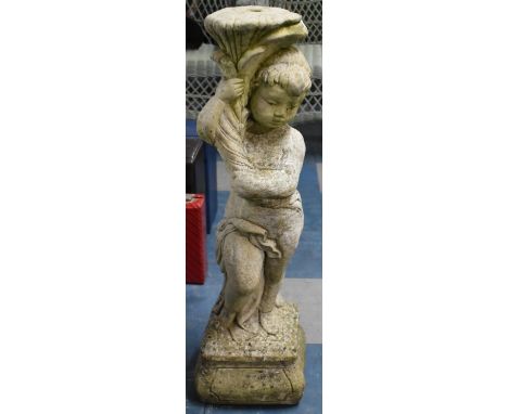 A Reconstituted Stone Figural Base/Stand for Birdbath/Sundial, 90cms High