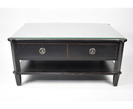 A Modern Laura Ashley Two Drawer Coffee Table with Stretcher Shelf, 100cms by 70cms and 46cms High