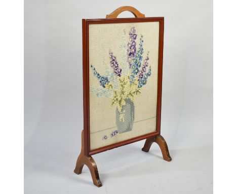 A Late 20th Century Tapestry Fire Screen, 47cms Wide