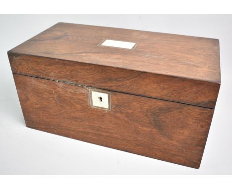 A Late Victorian/Edwardian Workbox or Perhaps Former Tea Caddy with Mother of Pearl Escutcheons, Missing Inner Dividers, 35cm