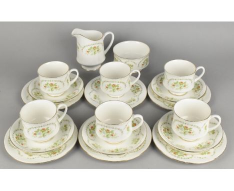 A Royal Kent Floral Decorated Tea Set to Comprise Six Cups, Five Saucers, Milk Jug and Sugar Bowl
