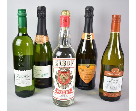 A Single 70cl Bottle of Vodka together with Three Bottles Sparkling and Two Bottles White Wine