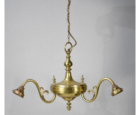A Modern Brass Three Branch Ceiling Chandelier