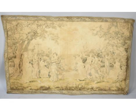 A Continental Tapestry, Somewhat Faded, Depicting Classical Garden Scene, 132x80cms